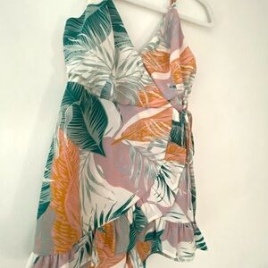 Blue Blush Orange Green White Tropical Romper
Size S